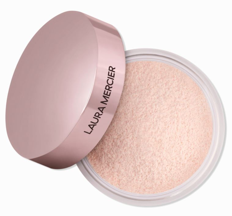 Jar of Laura Mercier Translucent Loose Setting Powder with sifter lid and puff